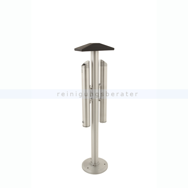 Standascher mit zwei Aschenbechern aus Aluminium