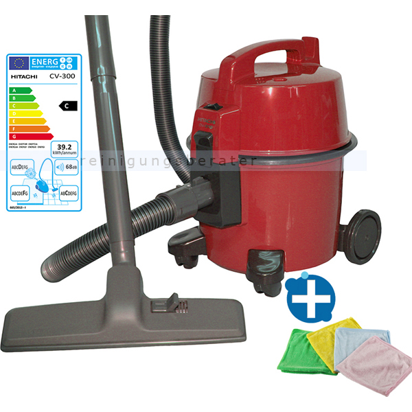 Staubsauger Hitachi CV 300 Rot inkl. 4 Mikrofasertücher
