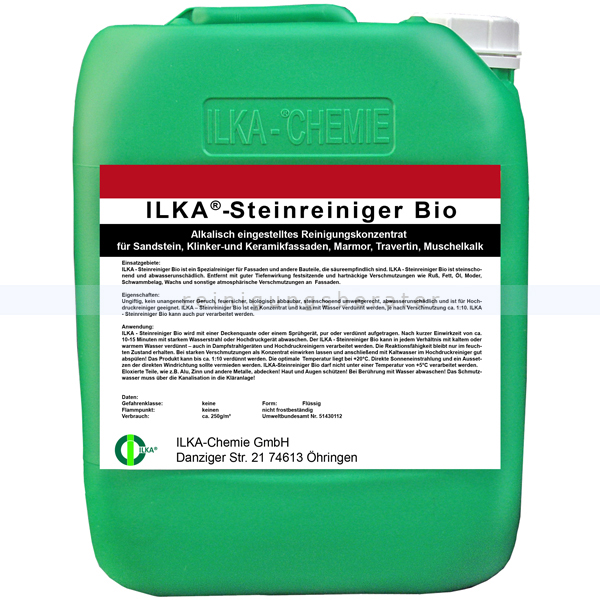 ILKA Chemie Stein- und Fassadenreiniger ILKA Steinreiniger Bio 30 L Fassadenreiniger, geeignet für Dampfstrahl- und HD-Geräte 0112030