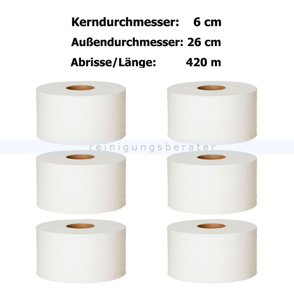 Klopapier Jumborolle Toilettenrolle Toilettenpapier Großrolle hochweiß 2-lagig 