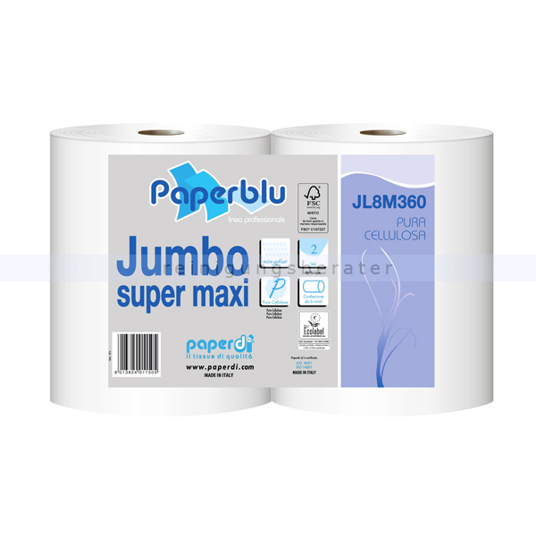 Toilettenpapier Großrolle Jumbo 2-lagig weiß
