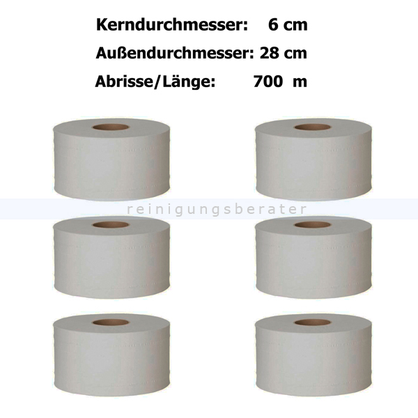 Klopapier Jumborolle Toilettenrolle Toilettenpapier Großrolle hochweiß 2-lagig 