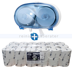 Toilettenpapierspender Set Tork Midi Spender blau