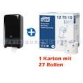 Toilettenpapierspender Set Tork MidiSpender u. Papier schwar