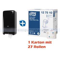 Toilettenpapierspender Set Tork MidiSpender u. Papier schwar