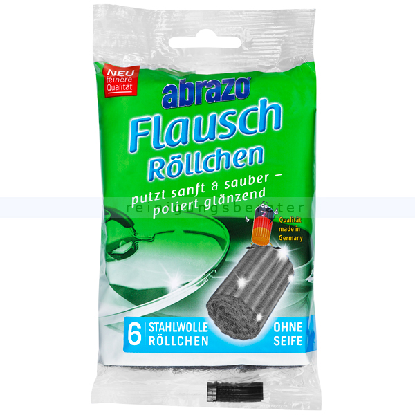 Topfreiniger abrazo Flausch Röllchen Stahlwolle 6 Stück