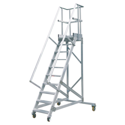 Treppenleiter Hymer fahrbar mit Podest 12 Stufen 1000 mm 60°