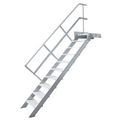Treppenleiter Hymer stationär mit Podest 12 Stufen 600 mm 45°