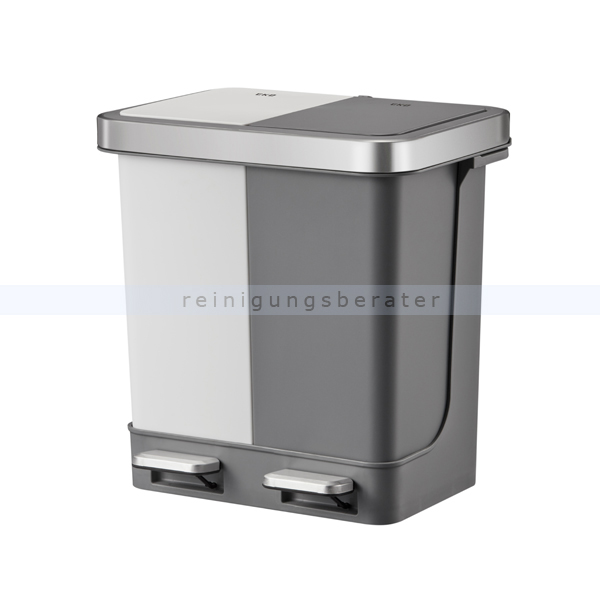 Treteimer EKO Hana Duo Abfalleimer 2 x 10 Liter weiß-grau