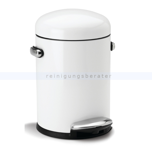Treteimer retro Simplehuman 4,5 L, weißer Edelstahl
