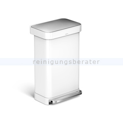 Treteimer Simplehuman weißer Edelstahl 45 L