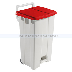 Treteimer TTS Derby Kunststoff 90 L roter Deckel