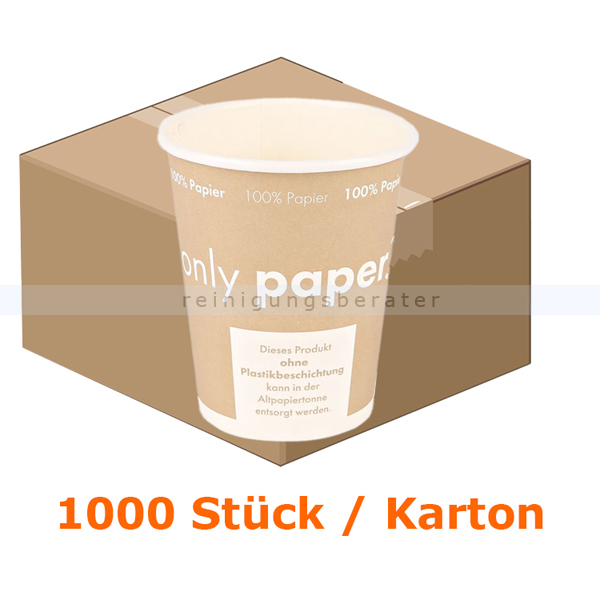 Trinkbecher NatureStar BIO Pappe 1-wandig 0,25 L 1000 Stück