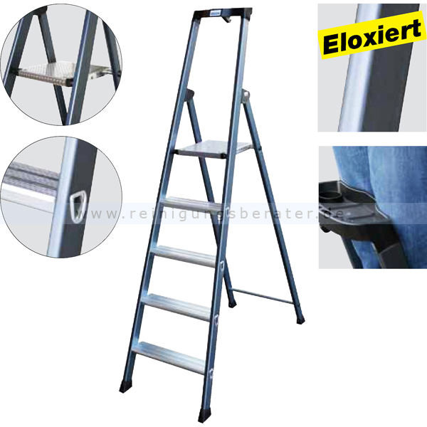 Trittleiter Krause Sepro eloxiert - 4 Stufen