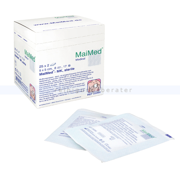 Verbandkompressen MaiMed MK Mullkompressen sterile 5x5 cm