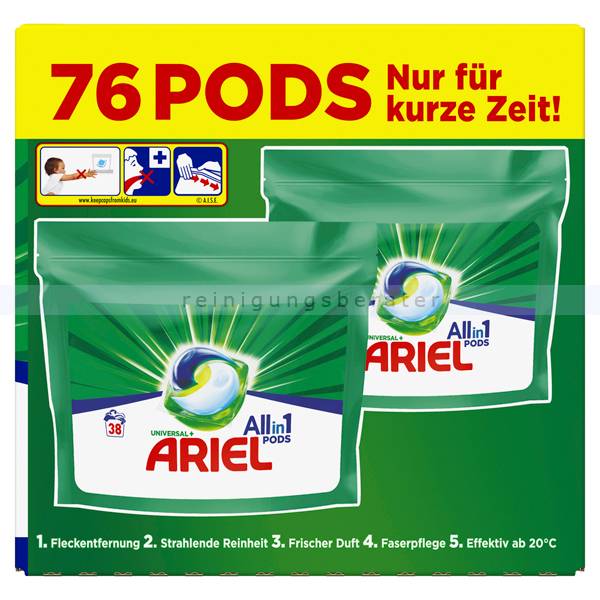 76 Geltabs Universal 1 Ariel P&G in All Waschladungen Pods